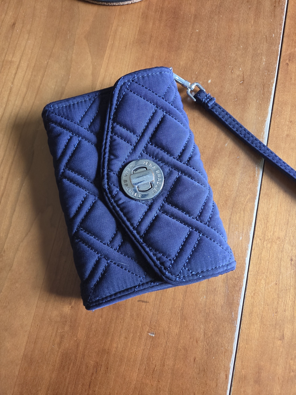 Vera Bradley Quilted Navy Turn-Lock Wristlet